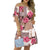 Awakecrm Women Fashion Off Shoulder Floral MIni Dress Female Sexy Cocktail Party Dress Tied Sleeve Short Dress
