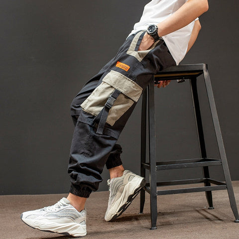 Ribbons Pockets Harem Joggers Men Cargo Pants Streetwear Hip Hop Casual Track Pants Male Harajuku Fashion Trousers