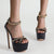 Awakecrm  Women Sandals High Heels Metal Chain Buckle Platform Heeled Party Shoes Big Size 42 New Fashion   Sandalias