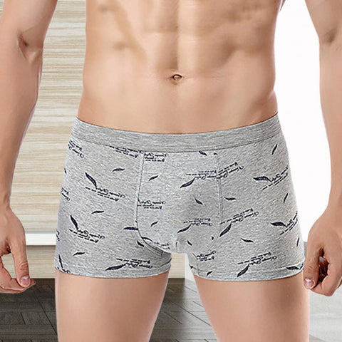 Men Boxers Underwear Floral Print Skin-friendly Cotton Blend U Convex Boxer Briefs  Men's Underwears трусы мужские