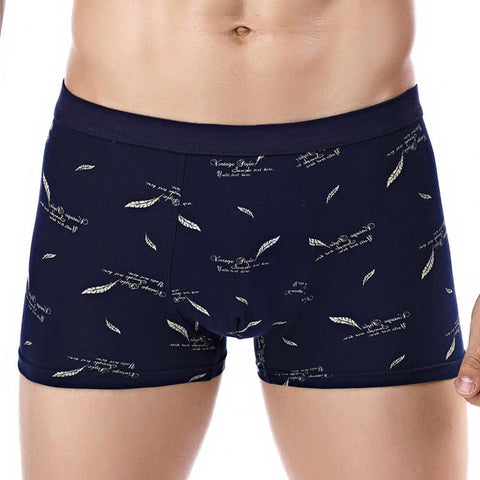 Men Boxers Underwear Floral Print Skin-friendly Cotton Blend U Convex Boxer Briefs  Men's Underwears трусы мужские