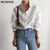 Christmas Gift BGTEEVER Office Ladies White Shirts Blouses Women Spring Turn-down Collar Single-breasted Long Sleeve Shirts Female Tops Blusas