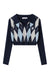 Awakecrm Lapel Butterfly Embroidery Argyle Sweater