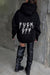 Awakecrm Letter Hot Drilling Fringed Hoodie