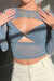 Awakecrm Mesh Twisted Cut Out Crop Top