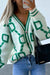 Awakecrm Contrast Letter Long Sleeve Knitted Cardigan