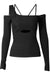 Awakecrm One Shoulder Irregular Cut-out Knitted Tops