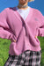 Awakecrm Pink Letters Embroidery Button-Front Cardigan