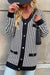 Awakecrm Pocketed Houndstooth Buttoned Cardigan