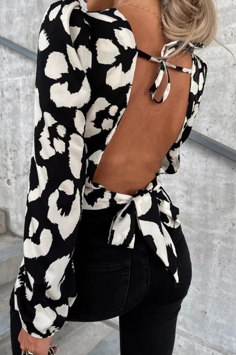 Awakecrm Printed Tie Back Backless Tops