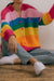 Awakecrm Rainbow Contrast Knit Cardigan