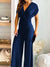 Elegant Sexy V Neck Lady Jumpsuit Solid Backless High Waist Women Romper Office Fashion Wide Leg Pant One-Piece Playsuit Overall