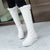 Joskka Winter Warm Snow Boots Women Shoes Waterproof Leather Fur Plush Wedges Knee High Boot Black White Ladies Shoes Fur Boots Outfit