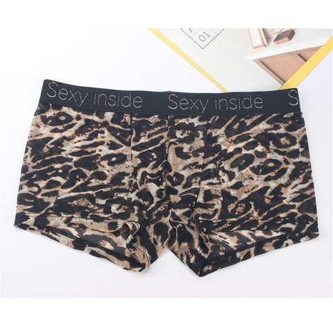 Men Boxer Shorts Look Wet See Through Man Sexy U Convex Underwear Summer Quick-Drying Panties Mesh Ice Silk Sleep Bottoms 