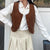 Joskkan Women Vest Coat Corduroy Ladies Waistcoat Racerback Casual Single-Breasted Short Jacket Cardigan Casaco