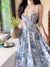 Joskka French Floral Strap Midi Dress Woman Elegant Sleeveless Even Party Dress Office Lady 2023 Summer Beach Casual Korean Style Dress
