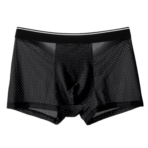 Men Ice Silk Underwear Mesh Sexy Breathable Boxer Shorts Transparent Briefs Bugle Pouch Panties Male See Through Trunk Sexy Pant