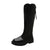 Awakecrm Winter British Round Toe Mid Heel Knight Boots PU Leather Breathable and Simple Versatile Coarse Heel Fashion Boots for Women