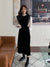 Joskka French Vintage Velvet Dress Korean Style Lace Patchwork Elegant Party Dress Female Long Sleeve Midi Dress Fall Outfits 2023