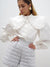 Joskka White Peter Collar Ruffle Blouse  Long Sleeve Cotton Casual Simple Blouses Elegant Office Lady Shirt Fall Blouse