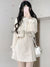 Joskka Bow Sweet Kawaii Two Piece Set Women Patchwork Korean Fashion Mini Dress Suit Female Long Sleeve Coat + Vintage Dress  New