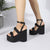 Awakecrm Women Sandals High Heels Open Toe Buckle Fashion Sandals Wedge Platform Black Plus Size High Heel Beach Shoes