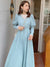 Joskka Spring Fall French Patchwork Dress Women Elegant Blue Lace Dress Female Puff Sleeve Kawaii Korean One-piece Dress