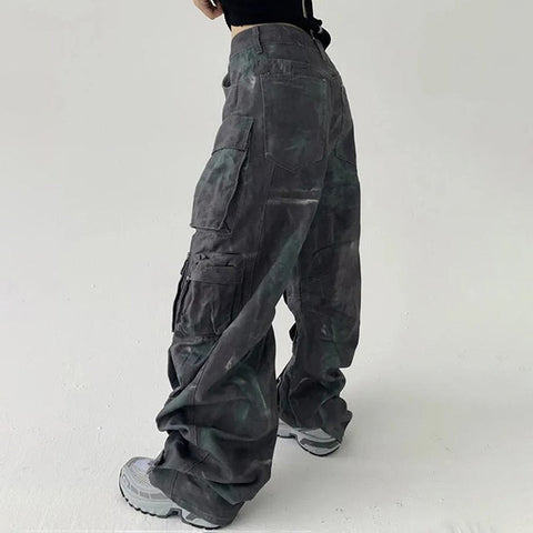 Camo Cargo Pants Men High Waist Patchwork Pockets Camouflage Cargo Trousers Male Clothing Fashion Streetwear Hip Hop