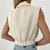Joskka Cotton Linen Vest For Women Solid Sleeveless Jacket Chic V-Neck Single-Breasted Ladies Waistcoat Tops Roupas Femininas