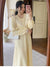 Joskka Sweet Vintage Knitting Dress Women Lace Design Elegant Midi Fairy Dress Lady Casual Korean Style Evening Party Dress Fall Outfits 2023