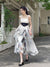 Joskka Vintage Elegant Strap Dress Women Print Korean Style Designer Party Midi Dress High Waist Casual France Fairy Dress Female 2023