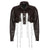 Awakecrm Heyoungirl Grunge Leather Jacket Brown Crop Tops Fashion Winter Clothes Chains Backless Fake Pu Shorts Coats Harajuku Clubwear