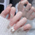 Joskka 24Pcs Super Shiny False Nails 3D Drop Diamond y2k Mid-length Coffin Ballet Fake Nails Full Finished Fake Nail Barbie Nail