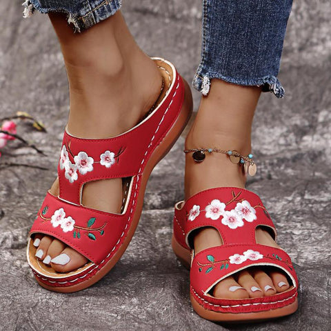 Awakecrm   Women Sandal Designer Slippers Luxury Flower Summer Platform Casual Zapatillas Casa Mujer