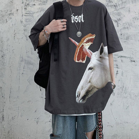 7.4oz Japanese Printed Men Summer T-shirts Summer Cotton Man Short Sleeve Tees Casual O neck Oversized Tshirt 5XL