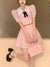 Joskka French Elegant 2 Piece Dress Set Women Short Sleeve Casual Crop Tops Bodycon Slim Midi Skirt Office Lady Fairy Suit 2023 Summer
