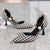 Awakecrm  Sexy Ladies High Heels Women Stiletto Houndstooth Color Matching Metal Pointed Toe Shoes For Wedding Women