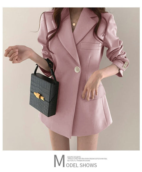 Joskka Spring Blazers Women Fashion Streetware Casual Commuting Lapel Single Button Slim Oversized Blouse Jacket Fall Outfits 2023