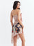 Joskka Strapless Print Butterfly Women Dress Apricot Irregular Lace Up Mini Dress Femme Summer Slim Elegant Party Clubwear