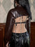 Awakecrm Heyoungirl Grunge Leather Jacket Brown Crop Tops Fashion Winter Clothes Chains Backless Fake Pu Shorts Coats Harajuku Clubwear