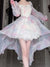 Joskka White Elegant Evening Party Mini Dress Women Off Shoulder France Vintage Beach Dress Female Chiffon Korea Prom Dress Summer