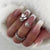 Joskka 24pcs Medium Ballerina False Nails Flame Rhinestone  New Coffin Detachable Fake Nails Press On Nails Manicure Tools