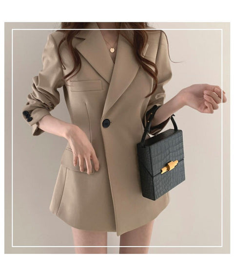 Joskka Spring Blazers Women Fashion Streetware Casual Commuting Lapel Single Button Slim Oversized Blouse Jacket Fall Outfits 2023