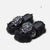 Joskka Punk Style Plush Slippers Fur Boots Outfit European And American Party Boots  Autumn INS Flats Metal Buckle Slippers