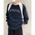 Joskka Vintage Grey Sweatshirts Women Oversized Y2k Hip Hop Style Baddie Streetwear Embroidered Pullovers Hippie Retro Tops