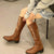 Joskka Knee High Boots Outfit Retro Pointed Toe Thick Heel Knee-High Boots Personality Lace-Up Zipper Thigh Boot Women 2023