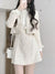 Joskka Bow Sweet Kawaii Two Piece Set Women Patchwork Korean Fashion Mini Dress Suit Female Long Sleeve Coat + Vintage Dress 2023 New