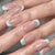 Joskka 24pcs Medium Ballerina False Nails Flame Rhinestone  New Coffin Detachable Fake Nails Press On Nails Manicure Tools