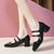 Awakecrm  Spring Autumn Women Double Buckle Mary Janes Shoes Patent Leather   Shoes High Heels Pumps Retro Ladies Shoe Black Red
