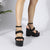 Awakecrm Women Sandals High Heels Open Toe Buckle Fashion Sandals Wedge Platform Black Plus Size High Heel Beach Shoes